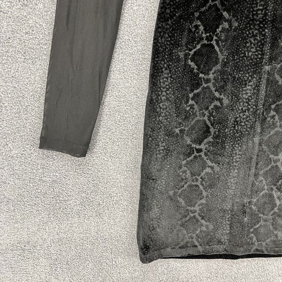 H&M Dress womens 2 Black Velvet Bodycon Sheer long sleeve snake skin print - Picture 4 of 11